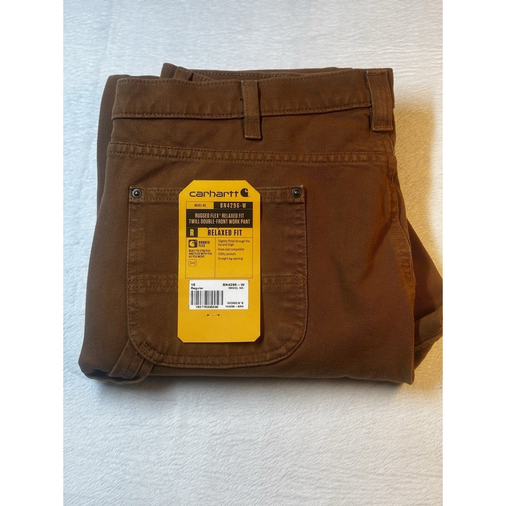 NWT Carhartt Women's Rugged FLEX® Relaxed Canvas Double Front‎ Pant Size 16 Reg